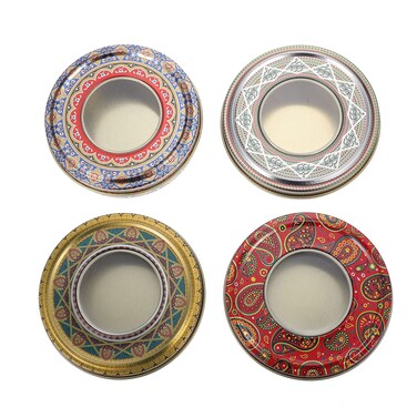 OSALADI 4Pcs Mini Tea Canister Saffron Storage Container Saffron Sealing Tin Saffron Threads Tin Small Round Canister For Tea Sugar Flour