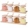 Zubebe 8 Pcs 10 oz Clear Glass Seasoning Jar with Wooden Lid and Spoon Adorable Sugar Condiment Jar Canisters Pot Set Bath Salt Storage Jar Sugar Container Box for Home Cafe Kitchen