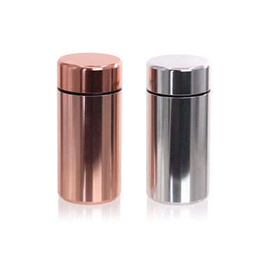 EDOBLUE 2 Pcs Waterproof Mini Airtight Storage Jars, 2oz Smell Proof Containers with Lids, Aluminum Alloy Small Tea Tins for Spices Coffee aTea in Traveling
