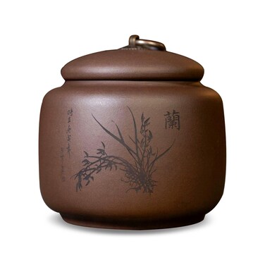 Lbwstellar 17.5 Oz Clay Jar, Zisha Loose Leaf Tea Storage Canister Pot, Ceramic Jars with Lids Tea Canister, Suitable for Bulk Tea, Purple, Orchid