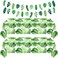 2 Pieces Palm Leaf Table Covers Hawaii Green Palm Leaves Tablecloths Tropical Leaves Table Cloths and 2 Pieces Palm Leaves Banners Palm Leaves Banner Decorations for Tropical Party Decorations