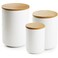 getstar Flour Sugar Storage Containers, Ceramic Canisters Sets for the Kitchen Countertop with Bamboo Airtight Lids, 80oz 40oz&amp;20oz Coffee Tea Sugar Container Set of 3