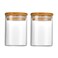 VASANA 2PCS 200ML/6.7oz Glass Storage Jars Glass Storage Containers Food Canister with Bamboo Lid For Serving Tea Sugar Candy Cookie Household Container