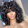 QITAQOTA Pixie Cut Wig Wigs for Women Short Curly Wig BOB Glueless Wig Afro Rose Curly Funmi Wigs with Bang 12inch (Color Black)