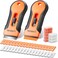 REXBETI Razor Blade Scraper Tool, 2 Pack Razor Scraper Set with Extra 30Pcs Metal and 50Pcs Plastic Blades, Cleaning Scraper Tool, Cooktop Scraper, Paint Scraper, Glass Scraper