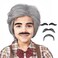 Gray Old Man Wig with Mustache and Eyebrows Grandpa Costume Accessories for 100 Days of School Halloween Party