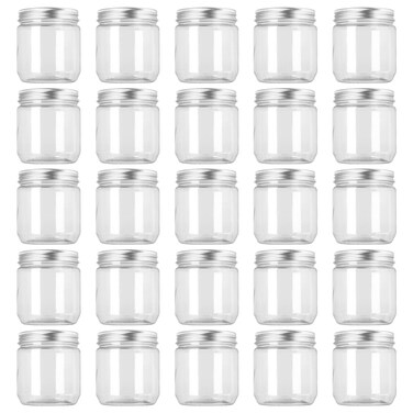 Fasmov 25 Pack 8 Ounce Clear Plastic Jars Containers with Screw On Lids, Round Empty Plastic Slime Storage Containers for Kitchen &amp; Household Storage - BPA Free