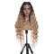 FASHION IDOL Lace Front Curly Wigs 31&quot; with Baby Hair Long Synthetic Natural Water Wavy Wig for Black Women Ombre Gold with E Type HD Lace Wig