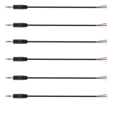 daier 6Pcs 2.5mm Male Plug to Bare Wire Open End TRS 3 Pole Stereo Plug Jack Connector 2.5mm Audio Cable for Headphone Earphone Replacement Cable Repair