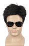 yuehong Men Short Black Wig Cosplay Halloween Costume Hair Wig Heat Resistant Wigs
