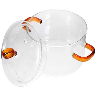 CALLARON Glass Cooking Pot 1.5L/50.7oz Glass Stock Pot with Lid Non-Stick Milk Pot Stovetop Cooking Pot Pasta Noodle Pot Small Soup Pot for Kitchen 5.9 x 5.9 x 6.5inch