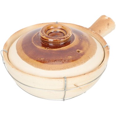Clay Pot with Single Handle,Soup Cooking Clay Pot with Lid Terracotta Pan for Claypot Rice Cooking Porridge Soup