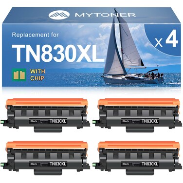 MYTONER Compatible Toner Cartridges Replacement for Brother TN830 XL TN-830 TN830XL for DCP-L2640DW HL-L2460DW HL-L2405W HL-L2400D L2465DW HL-L2480DW MFC-L2820DW XL MFC-L2820DW Printer, 4Pack