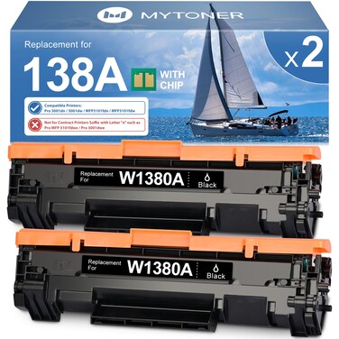 138A Black Toner Cartridge (with Chip) Compatible Replacement for HP 138A 138X W1380A W1380X Toner for Pro 3001dw 3001dn Pro MFP 3101fdw 3101fdn Printer (2 Pack)
