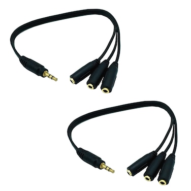 Maxmoral 2pcs 3.5mm Stereo Audio Splitter Cable (1M/3F), 1FT Gold Plated 3.5mm (1/8") TRRS Stereo Plug Male to 3 x 1/8" 3.5mm Stereo Jack Female 1 Input 3 Output Stereo Audio AUX Splitter Cable