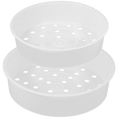 Kichvoe Plastic Steaming Rack Stand Steamer Basket 3L+ 5L Rice Cooker Warmer White Steam Basket Insert Vegetable Food Steamer Steam Tray-2PCS