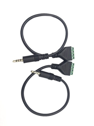 2Pcs Gold Plated 3.5mm (1/8") TRRS 4 Pole Stereo Jack Male to AV 4 Screw Terminal Female Block Solderless Connector, Headphone Speaker Wire Adapter Extension Audio Cable Cord