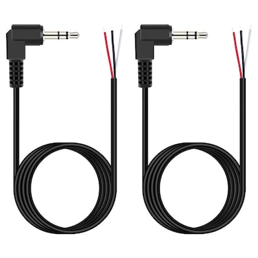 Fancasee (2 Pack 6 ft Replacement 3.5mm 90 Degree Right Angle Male Plug to Bare Wire Open End TRS 3 Pole Stereo 1/8" 3.5mm Plug Jack Connector Audio Cable for Headphone Headset Earphone Cable Repair