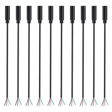 Fancasee 10 Pack Replacement 3.5mm Female Jack to Bare Wire Open End TRRS 4 Pole Stereo 1/8" 3.5mm Jack Plug Connector Audio Cable for Headphone Headset Earphone Microphone Cable Repair