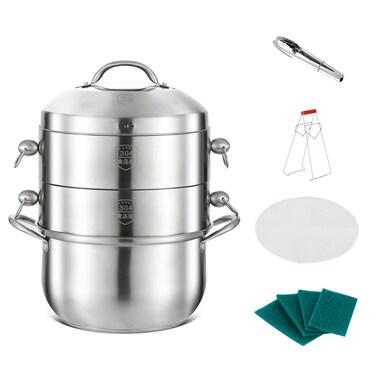 LiangZhiMao Stainless Steel Steamer for Cooking, 3 Tier Steamer Pot with Lid 11 inch Multipurpose Steamer Pot Food Steamers Kitcken Cooking Tool For Vegetables, Seafood, Soups, Stews and Pasta