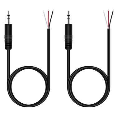 Fancasee 2-Pack 3 ft Replacement 3.5mm 1/8" Male Plug to Bare Wire Open End Pigtail TRS Stereo 3.5mm Jack Connector Adapter Audio Cable for Headphone Headset Earphone Cable Repair