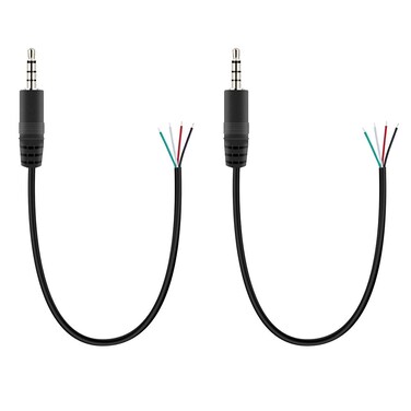 Fancasee (2 Pack Replacement 2.5mm Male Plug to Bare Wire Open End TRRS 4 Pole Stereo 2.5mm Plug Jack Connector Audio Cable for Headphone Headset Earphone Microphone Cable Repair