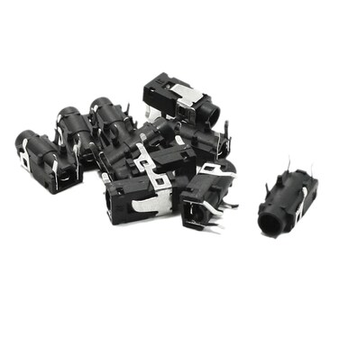 uxcell 10 Pcs PCB Panel Mount 4 Pin 1/8" 3.5mm Female Socket Stereo Headphone Jack