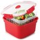 3 Piece Microwave Steamer basket with Removable Strainer - 2 Liter Microwave Steamer for Vegetables, Broccoli &amp; Fish - BPA Free Veggie Steamer with Airtight Locking Lid