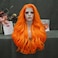 IMSTYLE Orange Lace Front Wigs Natural Wavy Long Synthetic Lace Wig for Cosplay Party Wig Heat Resistant 26 inches