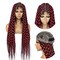 Braided Wigs for Black Women Full Double Lace Braided Wigs Knotless Box Braids Synthetic Lace Front Braided Wigs Cornrow Braids Wigs with Baby Hair Handmade Braided Wigs 32 inches (1B/RED Color)