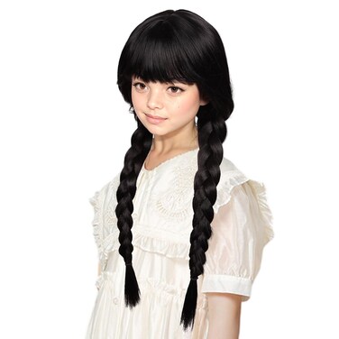ColorGround Long Black Braided Wig for Halloween and Cosplay Party (Black)