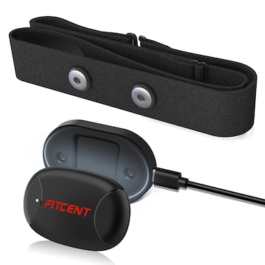FITCENT Rechargeable Heart Rate Monitor Chest Strap 5.3 kHz/Bluetooth 5.0/ANT+, Heart Rate Monitor for Peloton, Chest Heart Rate Monitor for Strava Zwift DDP Yoga