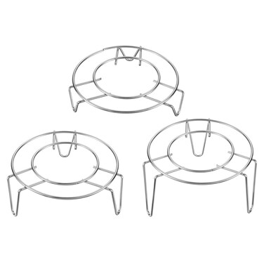 uxcell 3pcs Steam Rack 4.5" Dia Stainless Steel Trivets Steaming Steamer Rack Basket for Pots, Electric Pressure Cooker, Pan, Silver (1"/1.8"/2.6" Tall)