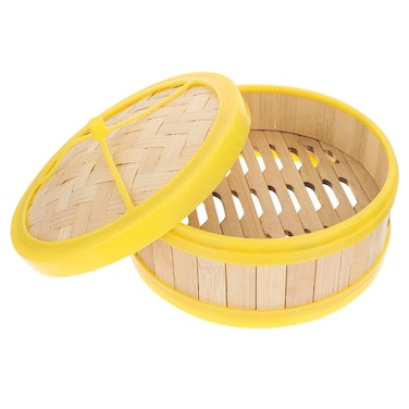 Leadigol Bamboo Steamer,Bamboo Steamer Basket with Lid,4.5 Inch Wooden Basket,Steam Basket,Multi-use for Steamed Buns, Dim Sum, Veggies,Fish,Stackable,Space-Efficient