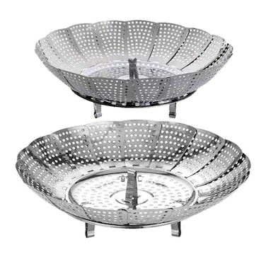 Steamer Basket Stainless Steel 2pcs Food Vegetable Folding Expandable Steamers Fits Various Size Instant Pot