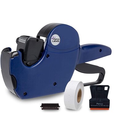 Perco Pro 1 Line Date Gun, 8 Digit 1 Line Date Label Gun Preloaded with Roll of 1000 White Labels, Preloaded Ink Roll