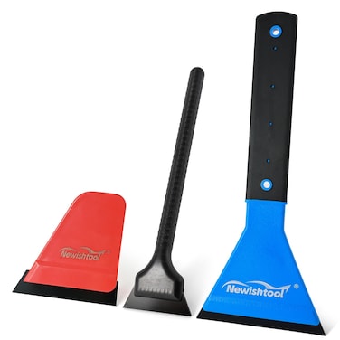 NEWISHTOOL 3 IN 1 Automotive Window Tint Squeegee Kit Includes Long Handle Squeegee, Quarter Window Squeegee, Small Rubber Wiper for Car Window Film Installing and Cleaning, Vinyl Wrap PPF Application