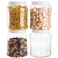 Okllen 4 Pack 80 FL Oz 5/8 Gallon Clear Plastic Jars with Lids, Large Empty Storage Gallon Containers Round Canisters for Nut, Snack, Honey, Jam, Dry Food Storage Jar, Wide Mouth, BPA Free