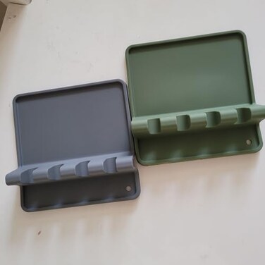 Silicone Utensil Rest with Drip Pad for Multiple Utensils, Upgrade Hanging Design, Heat-Resistant, BPA-Free Spoon Rest for Stove Top, Kitchen Utensil Holder for Spoons, Ladles, Tongs &amp; More-2 Pack