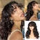 KRSI Long Curly Wigs with Wispy Bangs Dark Brown Natural Shag Curly Haircuts Synthetic Hair Wigs for Black Women Daily Party Use (Dark Brown) Christmas gifts
