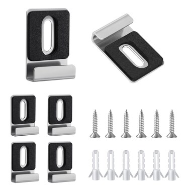 Moquin 6 Pack Metal Mirror Holder Clips, Satin Nickel Mirror Clips with Rubber Pads, Heavy Duty Mirror Hanger Hardware for Wall Mounting Frameless Mirrors, Billboard Display