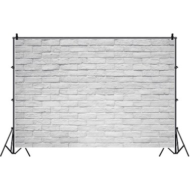Laeacco Rustic Brick Wall Background 10x6.5ft White-Washed Wall Vinyl Photography Backdrop Children Adults Portraits Shoot Product Pet Clothing Photo Studio Party Decoration Wallpaper