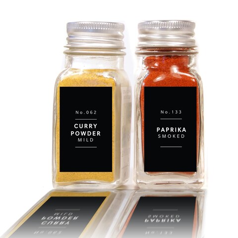 Lovable Labels Farmhouse Minimalist Black Spice Jar Labels - 184 Preprinted + 8 Blank Write-on Stickers Dishwasher Save &amp; Waterproof Great for Spices and Seasonings Set to Organize Your Spice Rack