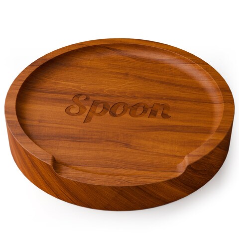 Wood Spoon Rest - The Best Wooden Spoon Holder for Stove Top &amp; Kitchen Counter with Non-Slip Silicone Feet, Ideal for Cooking Utensils like Spoons, Spatulas, and Tongs (Brown)