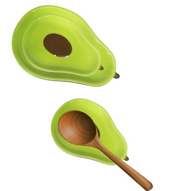 Set of 2 Avocado Ceramic Spoon Rest for Stove Top Cute Spoon Holder for Kitchen Cooking Utensil Rest Farmhouse Kitchen Decor and Accessorie&iuml;&frac14;&circ;Green&iuml;&frac14;&permil;