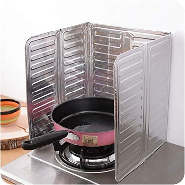3 Sided Splatter Guard for Stove Top, Foldable Stainless Steel Oil Splatter Screens for Frying, Oil Splash Insulation Board, Nonstick Stove Splash Guard for Cooking, 32.4 X 12.8 Inches