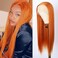 V'NICE Orange Lace Front Wig 13&Atilde;&mdash;2.5 Long Straight Glueless Heat Resistant Fiber Hair Synthetic Lace Front Wigs for Fashion Women Cosplay Daily Wear