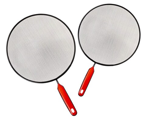 Frying Oil Metal Shield Cover for Flat - Set of 2: 10&quot;, 11.4&quot; - Splash Grease Guard Splatter Screen for Pan - Stove Fat Strainer
