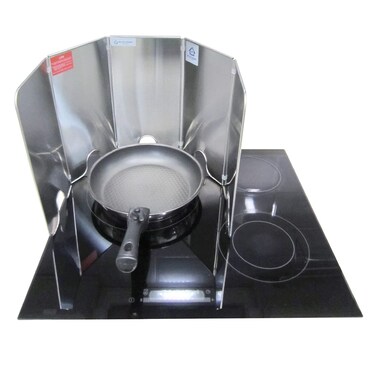 Splatter Guard for Cooking - Grease Splatter Screen - 5 Sided Splatter Guard Compact Type - Stainless Steel - Unfold 41.65 in x 14.17 in - Fold 8.26 in x 14.17 in x 1.06 in