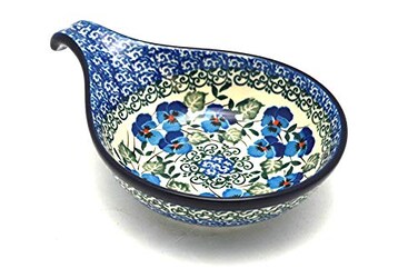 Polish Pottery Spoon/Ladle Rest - Winter Viola